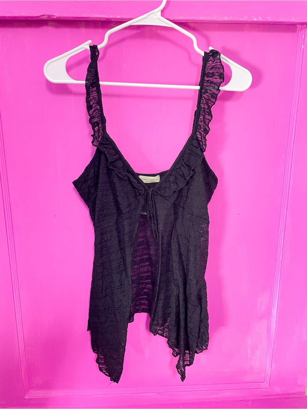 Black Lace-Trim Sleeveless Top